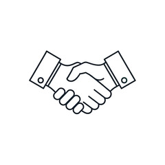 Naklejka premium Handshake business deal partnership agreement collaboration cooperation success teamwork line art icon symbol on transparent background