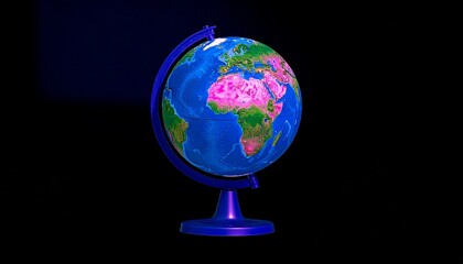 Vivid globe of Earth on stand with Africa and Europe prominently displayed