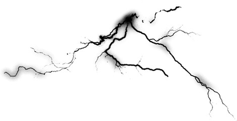 Electric Charge Powerful strike of lightning high voltage power on transparent background