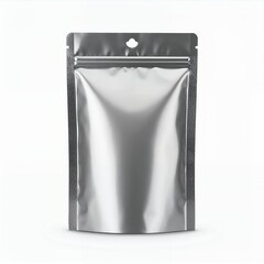 Sleek foil pouch, designed for optimal freshness and secure closure on white background