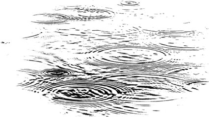 Ripple Effect Isolated Graphic Liquid Surface Art Rain Drops Graphic Black on transparent background