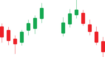 Green and red candlestick chart pattern for financial trading, showing market trend analysis and investment signals. Ideal for stock, crypto, and forex strategy or trading education visuals.