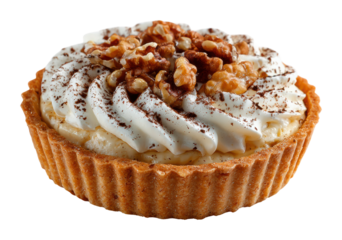 Delicious walnut cream tart recipe home kitchen food bright dessert concept isolated on transparent background