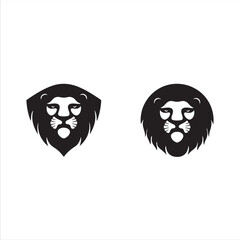 Two stylized lion head logos, one in a shield shape and the other in a circle, isolated on white background