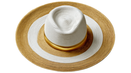 Fashionable Sun Hat: A beautifully crafted hat in a top view, featuring a light design, perfect for sunny days. 