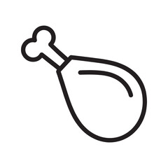 Chicken leg line art icon, simple drumstick outline vector for fast food menu.
