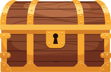 Antique Wooden Treasure Chest Illustration