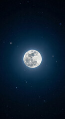 Fototapeta premium Full moon in dark night sky with visible stars, creating serene and mystical atmosphere, perfect for background or wallpaper use