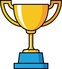 Golden Trophy Illustration on Blue Base