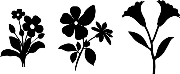 Collection of Botanical Flower Silhouettes" vector bundle