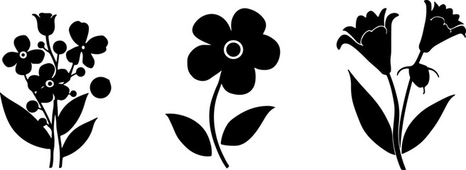 Collection of Botanical Flower Silhouettes" vector bundle