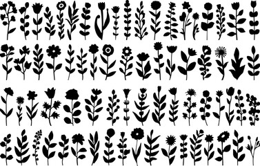 Obraz premium Collection of Botanical Flower Silhouettes