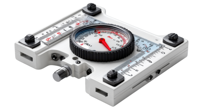 Precision Instrument: Close-up of a sophisticated scientific tool, featuring intricate dials, gauges, and scales, showcasing the elegance of engineering and measurement. 