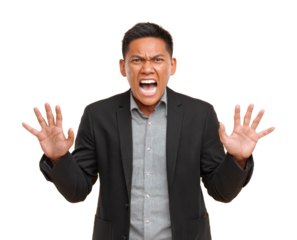 Expressing anger urban portrait lighting view emotion representation isolated on transparent background