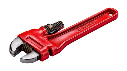 Red Pipe Wrench: A close-up shot of a vibrant red pipe wrench, showcasing its industrial design and metallic sheen. Perfect for construction and mechanical themes.