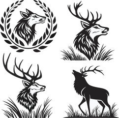 Obraz premium set of black and white fox