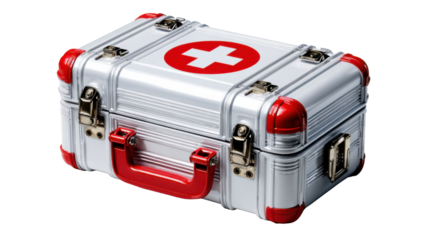 A symbol of safety: A meticulously captured image of a classic, first aid kit, with a prominent red cross, symbolizing safety and preparedness.