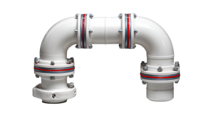 Industrial Pipe System: A detailed shot highlighting the complex design and engineering of industrial piping, showcasing curved segments and sturdy connectors.