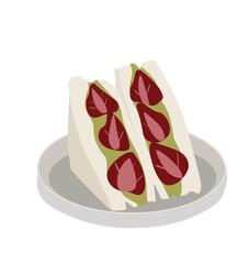 fruit sandwich. Japanese fruit sandwich with whipped cream and strawberries, 