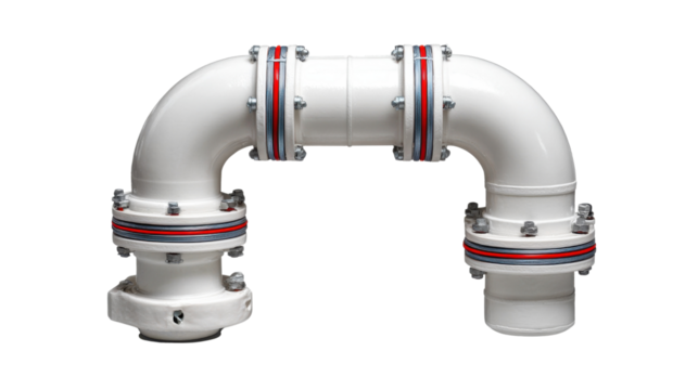 Industrial Pipe System: A detailed shot highlighting the complex design and engineering of industrial piping, showcasing curved segments and sturdy connectors.