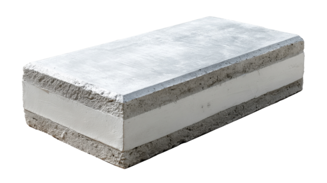 Layered Concrete Construction Block: A cross-section of a robust construction block reveals its layered composition, symbolizing strength and architectural ingenuity.