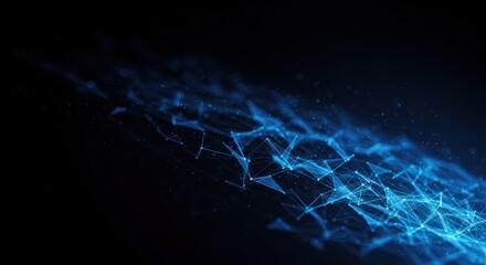 Glowing Blue Plexus Network Structure with Floating Particles on a Dark Background