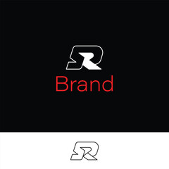 Modern & Sporty SR or RS Monogram Logo for Tech and Gaming with black background. 