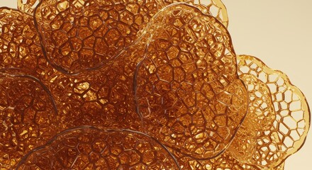 Luminous Cluster of Amber Glass Spheres with Intricate Honeycomb Lattices