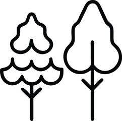 Outline of Two Trees: A simplistic monochrome illustration of two unique trees, rendered with bold black lines, embodying the beauty of nature in a stylized way.