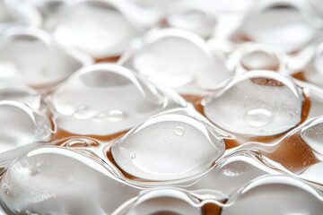 Clear water droplets create mesmerizing pattern on surface, showcasing their natural beauty and intricate details