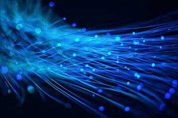 Neon-lit fiber network, futuristic light pulses, abstract data motion