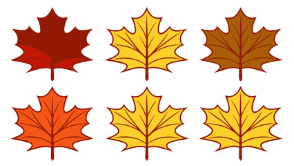 Obraz premium Collection of stylized maple leaves in autumn colors
