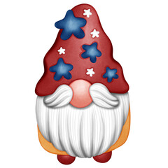 patriotic gnome with star decorated red hat