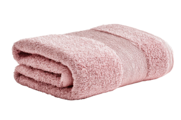 Soft Cotton Towel: A folded, plush pink towel, its textures revealed in a clean, simple shot. Capturing the essence of comfort and ease.