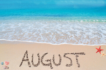 inscription on the beach of month august