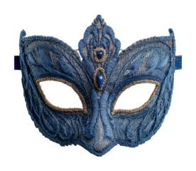 Elegant blue masquerade mask showcase creative arts detailed design mystique concept isolated on transparent background
