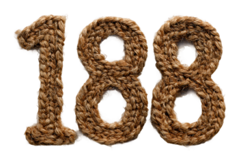 Creative crafting knitted textiles displaying number 188 home artistic isolated on transparent background