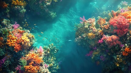 Vibrant coral reef teeming with colorful fish underwater (2)