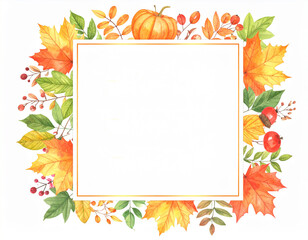 Colorful autumn leaves forming a border with blank space in the center.