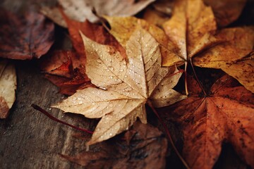 Autumn leaves lying on the floor, generated image