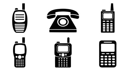 Collection of vintage and modern communication device icons