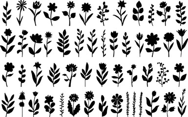 Obraz premium Floral Silhouette Collection vector bundle