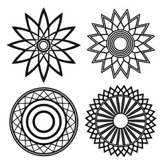 Geometric mandala designs black white circular pattern