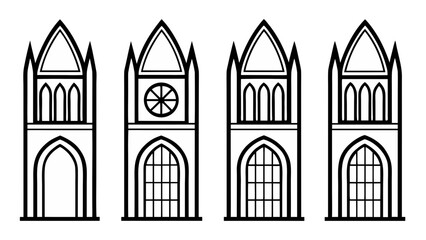 Gothic architecture elements set vector illustration