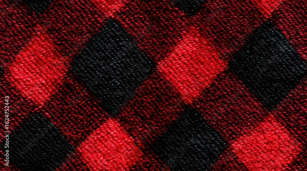 Poster textured red and black plaid fabric pattern for background use