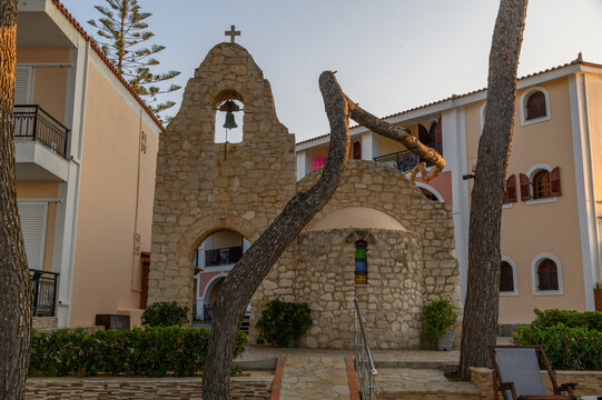 Small Orthodox Church Nestled in Beach Resort in Argassi, Zakynthos, Greece