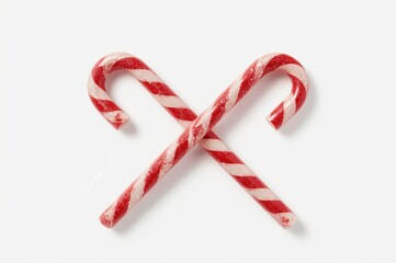 Crossed candy canes, studio shot, white background, holiday treat