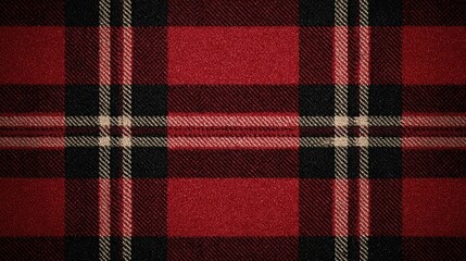 Classic Red and Black Plaid Pattern Fabric Texture for Background