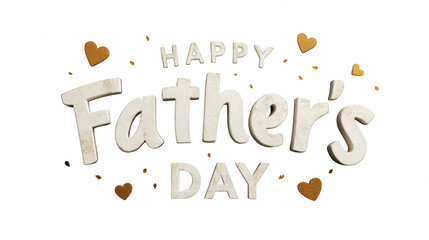 Charming Happy Father's Day Text Surrounded by Hearts and Little Confetti, Perfect for Greetings on transparent background