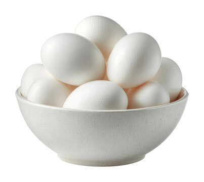 Fresh white eggs in a bowl kitchen food natural light view isolated on transparent background